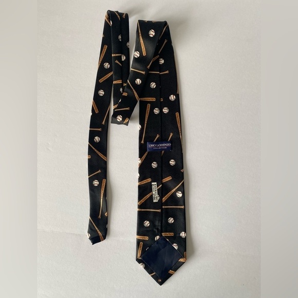 Men’s Vintage Baseball‎ Tie, Navy w/ bat & ball - Picture 2 of 4